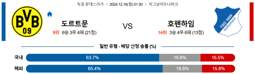 12월 16일 01:30 분데스리가 보루시아 도르트문트 TSG 1899 호펜하임