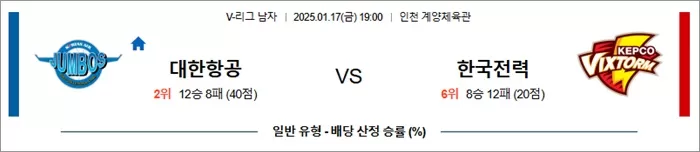 1월 17일 KOVO남 대한항공 vs 한국전력