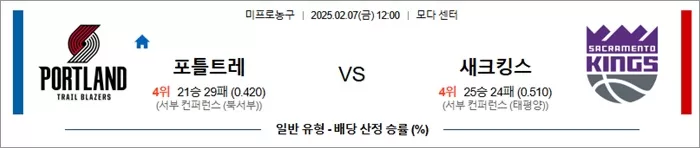 2월 07일 NBA 포틀트레 vs 새크킹스