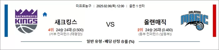 2월 06일 NBA 새크킹스 vs 올랜매직