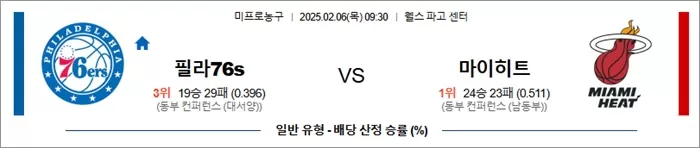 2월 06일 NBA 필라76s vs 마이히트