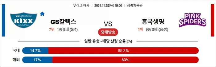 11월 28일 KOVO여 GS칼텍스 흥국생명