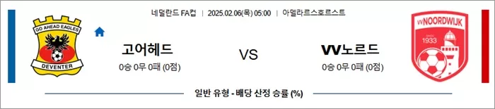 2월 06일 네덜FA컵 고어헤드 vs VV노르드