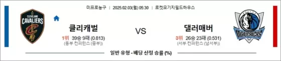 2월 03일 NBA 클리캐벌 vs 댈러매버